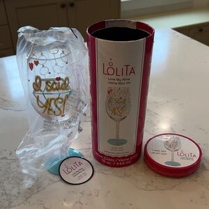 Lolita 'I Said Yes' Wine Glass - Red and Gold